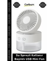 #Vantilatör Masaüstü Şarjlı Portatif Hava Soğutucu Işıklı Su Spreyli Katlanır Başlıklı USB Mini Fan