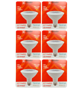 (6 Adet) Osaka 14W (100W) Sarı Işık (3000K) E27 Duylu (Kalın Duy) Led PAR30 Ampul