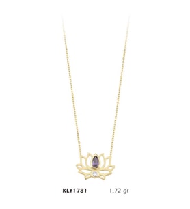 14 Ayar Altın Nilüfer Kolye KLY1781 (Çok Renkli)