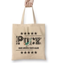 Puck Make America Skate Again Funny Hockey Player Bez Çanta Uzun Saplı
