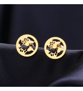 Kişiye Özel 925 Ayar Gümüş Dünya Haritası Küpe (Gold)