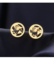 Kişiye Özel 925 Ayar Gümüş Dünya Haritası Küpe (Gold)