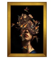 Kadın Motifli Kanvas Tablo 80 x 110 cm Gold Çerçeve