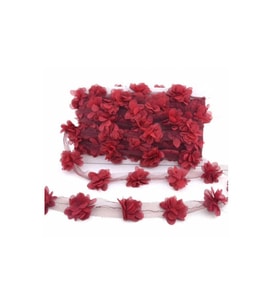 Lazer Kesim Tülden Çiçek (Şifon Çiçek) (10 Metre)  Bordo