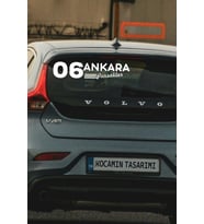 06 Ankara Pursaklar Plaka Kodlu Beyaz Araç Sticker Pursaklar İlçe Yazılı Ankara Özel Tasarım 40x8 cm Şehir ve İlçe Temalı Kaliteli Sticker