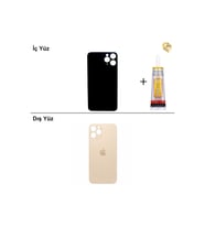 iPhone 11 PRO Altın Arka Kapak Arka Cam Batarya Kapağı Lazer Kesim Kapak Pil Kapağı + B-7000 Yapıştırıcı