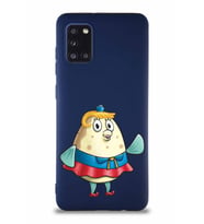 Samsung Galaxy A31 Soft Premier Kapak Bayan Puff Tasarımlı Silikon Kılıf - Lacivert (Şeffaf)
