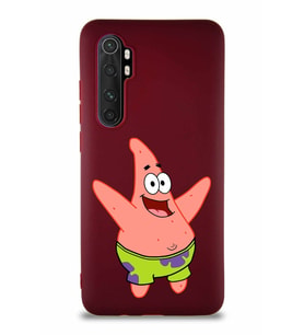 Xiaomi Mi Note 10 Lite Soft Premier Kapak Patrick Yıldız Tasarımlı Silikon Kılıf - Mürdüm (Şeffaf)