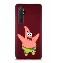 Xiaomi Mi Note 10 Lite Soft Premier Kapak Patrick Yıldız Tasarımlı Silikon Kılıf - Mürdüm (Şeffaf)