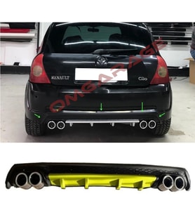 Renault Clio Mk2 HB Sarı Difüzör Çiftli Yuvarlak Egzoz Görünümlü D Tip Difizör 1998-2005