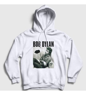 Presmono Unisex Beyaz Portrait Bob Dylan Kapüşonlu Sweatshirt 301573tt