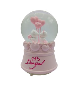 Romantik Love Bear Kar Küresi Müzikli ve Işıklı 13cm