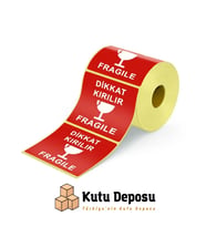10x10 cm Dikkat Kırılır Etiketi (500 adet)