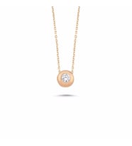 Rose Altın Tektaş Kolye 0.10 Karat (Çok Renkli)