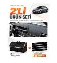 e-biz FIAT LİNEA (2007-2015) Uyumlu Torpido Örtüsü + Deri Bagaj Çantası Seti - Siyah-Bej - FI015