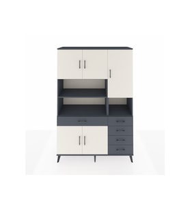 Hyperion Dolap 9 Raflı 5 Çekmeceli 5 Kapaklı 132x44x195 Antrasit-Aytaşı/Antrasit