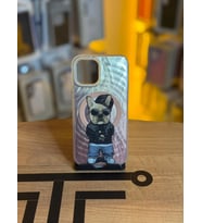 iPhone 12 / 12 Pro Uyumlu Renkli İllüstrasyon Özel Tasarım Silikon Kılıf (Pembe-Beyaz)