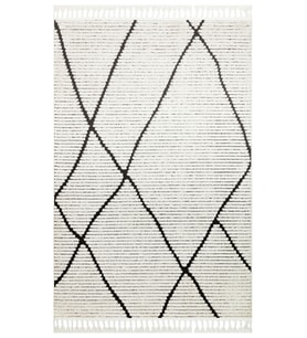 Siyah Halı Geometrik Soyut Desenli Modern Salon Halısı Kabartmalı Yüzey Polyester Dokuma
