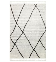 Siyah Halı Geometrik Soyut Desenli Modern Salon Halısı Kabartmalı Yüzey Polyester Dokuma