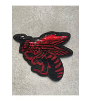 11X12 CM PUL PAYET İŞLEME KIRMIZI ARI  ÜTÜ İLE YAPIŞAN APLİKE YAMA ARMA