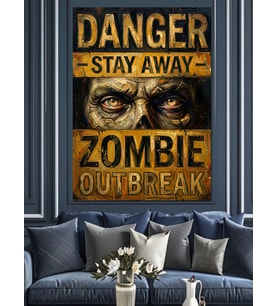 Danger Stay Away Zombie Outbreak Dekoratif Kanvas - Mdf Ahşap Tablo