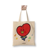 Bt21 Tata Bts Beyaz Bez Çanta Uzun Saplı Alışveriş Çantası Plaj Çantası
