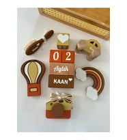 Objeli bebek anı küpü seti tam set bebek dekor