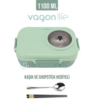 Vagonlife 1100 ML Çorba Kaseli-Metal Kaşıklı Paslanmaz Çelik Bento Lunch Box Yeni Nesil Sefer Tası-ffbl70100 (Yeşil)