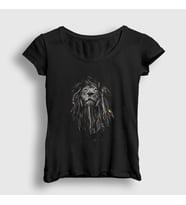 Presmono Kadın Siyah Rasta V2 Lion Aslan T-Shirt 305903tt