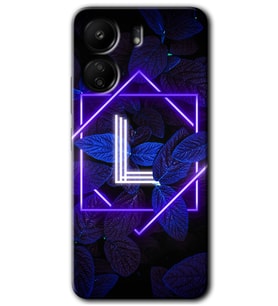 Xiaomi Redmi 13C Kılıf HD Desen Baskılı Kılıf - Dark Neon Yaprak L Harfi