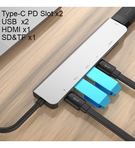 Ally Usb (Type-C to 7in1 Hdtv 2XUSB+PD) SD&amp;TF Okuyucu Hub Adaptör Çoklayıcı- - HPSBYI9660-5