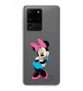 Samsung Galaxy S20 Ultra Kapak Minnie Mouse Tasarımlı Şeffaf Silikon Kılıf