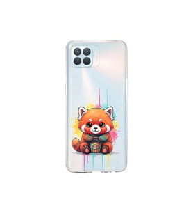 Oppo Reno 4 Lite ile Uyumlu Splash Tilki Tasarımlı Şeffaf Silikon Kılıf