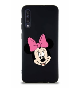 Samsung Galaxy A50S Soft Premier Kapak Minnie Mouse-C Tasarımlı Silikon Kılıf - Siyah (Şeffaf)