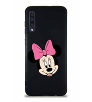 Samsung Galaxy A50S Soft Premier Kapak Minnie Mouse-C Tasarımlı Silikon Kılıf - Siyah (Şeffaf)
