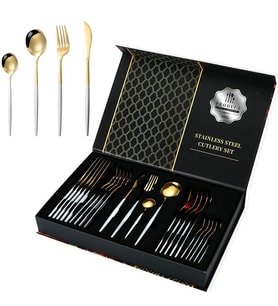 410 Çelik 24 Parça Gold Yemek Kaşık Çatal Bıçak Seti cin518bysr