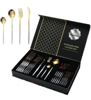 410 Çelik 24 Parça Gold Yemek Kaşık Çatal Bıçak Seti cin518bysr