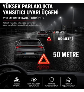 Katlanabilir Üçgen Acil Durum Reflektörü