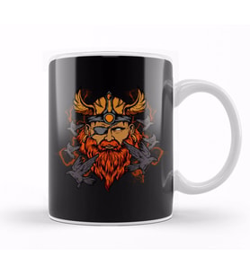Odin the Norse Mythology Viking God & His Ravens Kupa Bardak Porselen