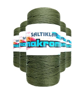 5 Adet Polyester Makrome İpi 2860 Haki Yeşil 100 gr