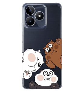 Realme C53 Uyumlu Kafadar Ayılar Desenli Şeffaf Telefon Kılıfı