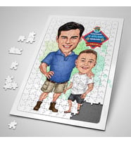 Cool Baba ve Oğlu Karikatürlü Puzzle