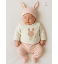 Organik Sweet Rabbit 12'li Zıbın Set Ekru