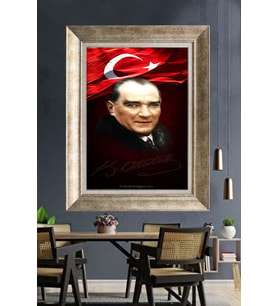 Gümüş Çerçeveli Atatürk Tablo za338