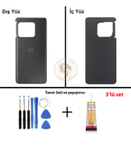 One Plus Vida Seti + Yapıştırıcı One Plus 10 Pro Siyah Yapıştırıcı B-7000 Yapıştırıcı Vida Seti Arka Kapak Arka Cam Batarya Kapağı Lazer Kesim Kapak Pil Kapağı Back Cover