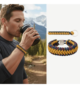 Paracord Bileklik Anahtarlık Kombini - Çok Renkli Kamuflaj Desen - Kamp ve Doğa Sporları İçin