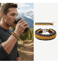 Paracord Bileklik Anahtarlık Kombini - Çok Renkli Kamuflaj Desen - Kamp ve Doğa Sporları İçin