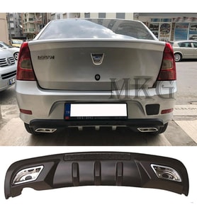 Dacia Logan Sedan Difüzör Difizör Siyah + Kare Egzoz Görünüm C Tip