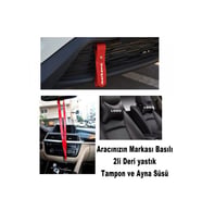 Citroen C15E için 2li deri yastık - Kırmızı tampon ve ayna süsü - logo baskılı set