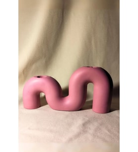 İki Bölmeli Modern Şamdan – Dekoratif Şamdan (Pembe)